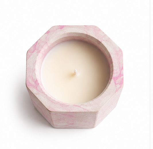 Tohafa Pink Marble Hexagon Concrete Candle