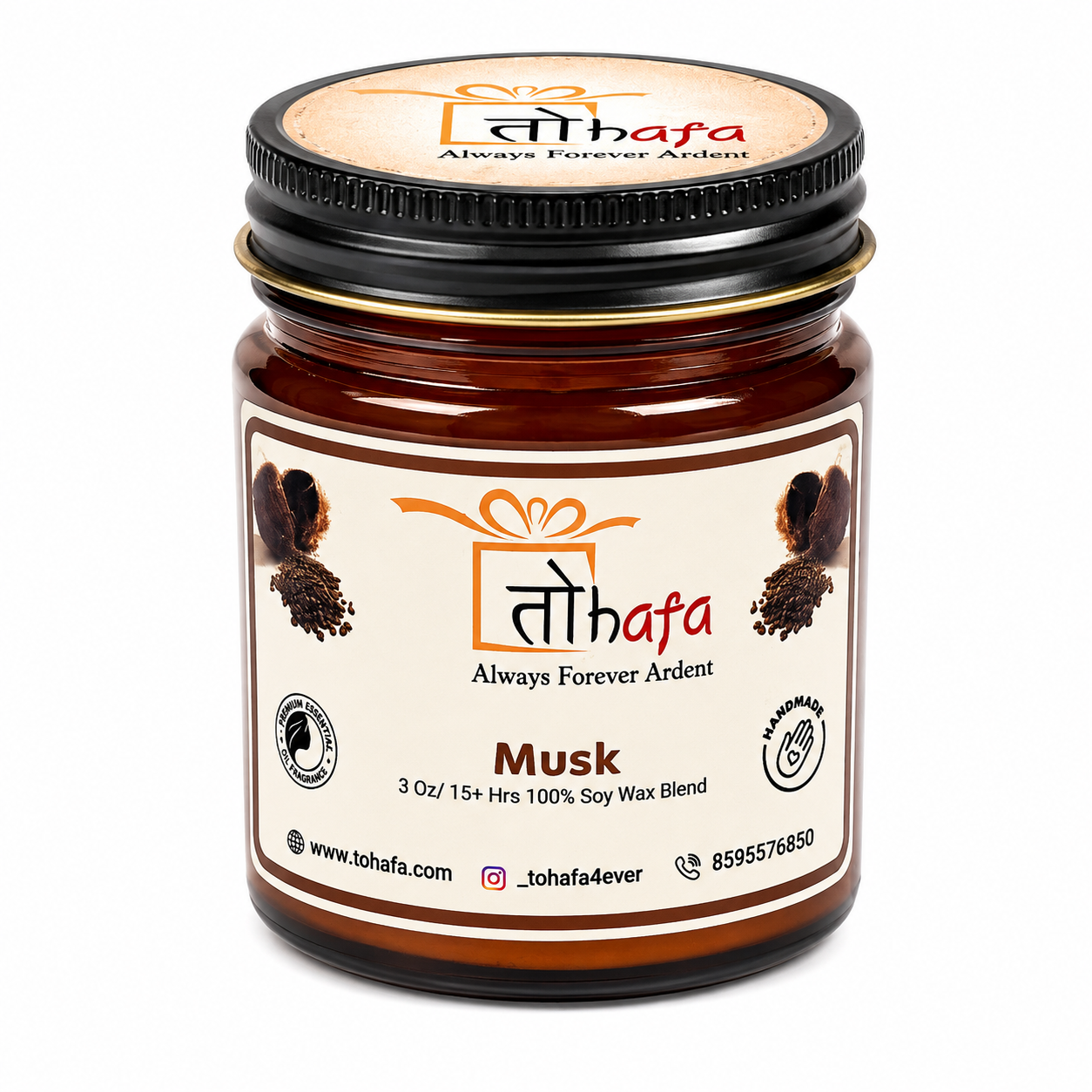 TOHAFA Musk Fragrance Soy Wax Jar Candle