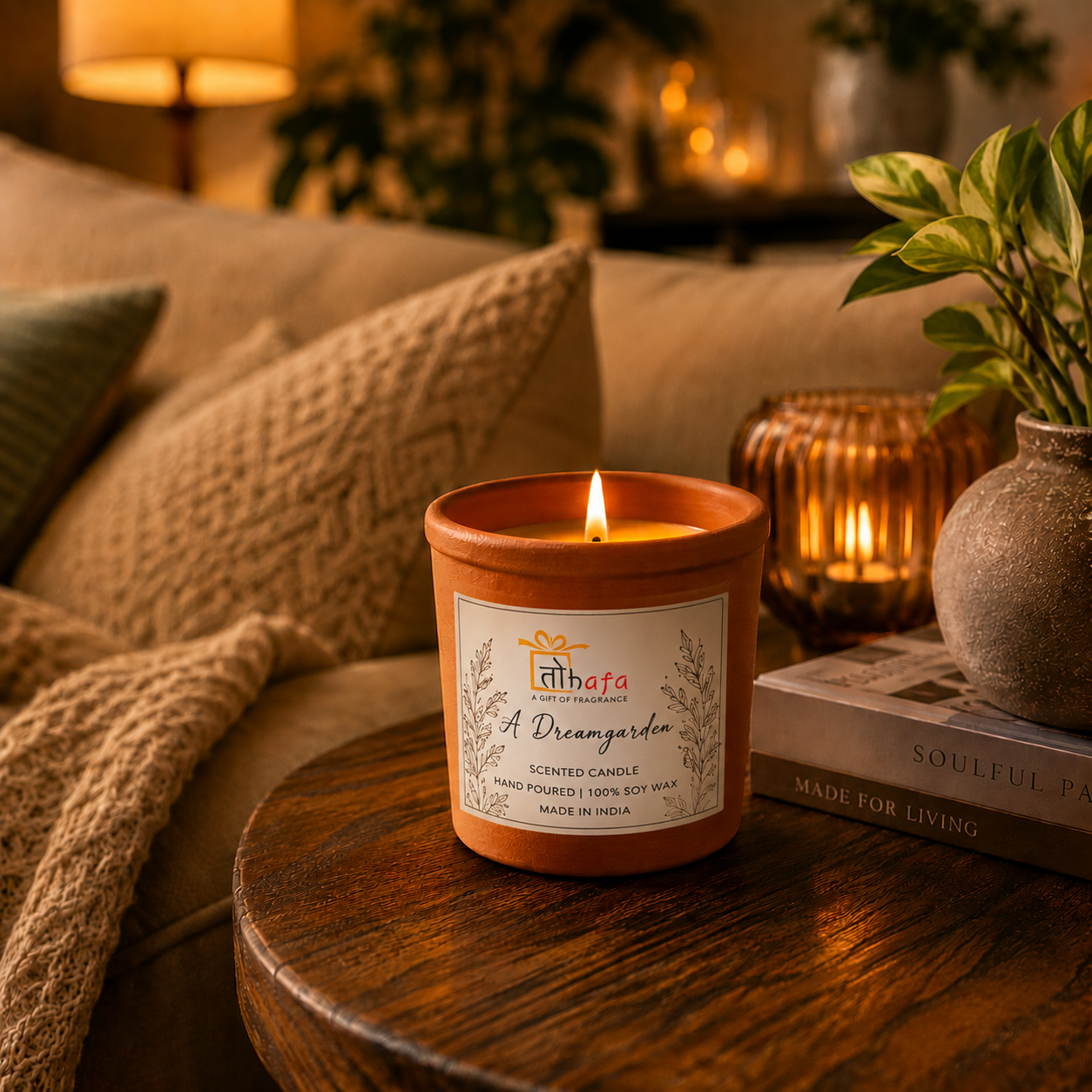 Handcrafted Terracotta Jar Scented Soy Wax Candle