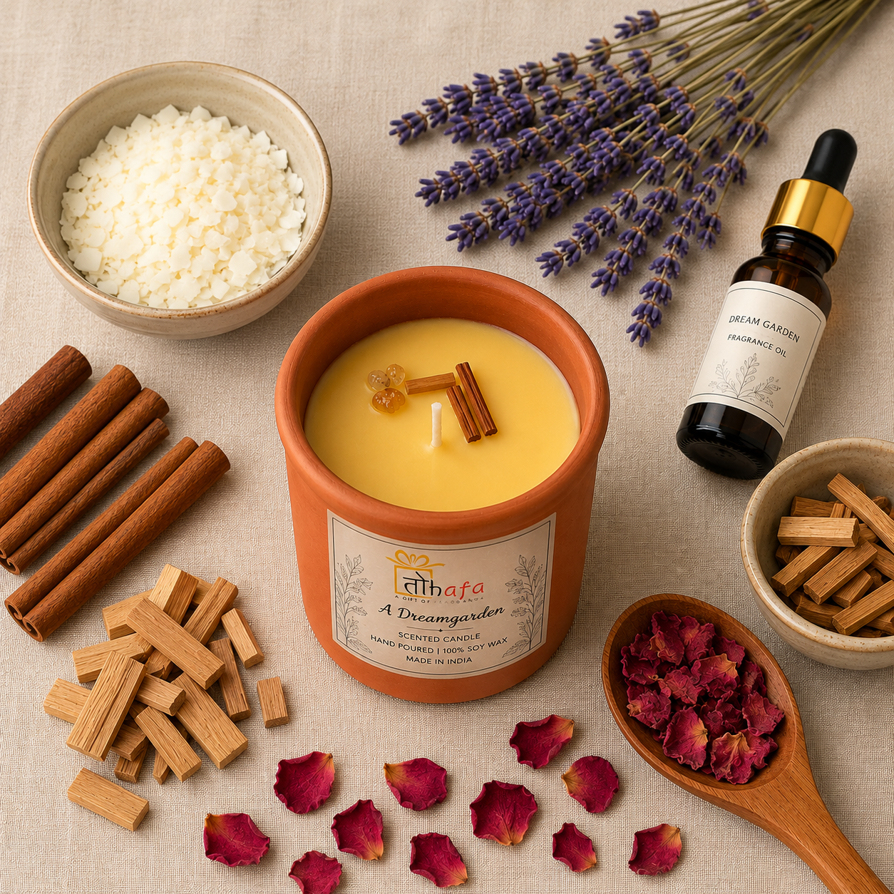 Handcrafted Terracotta Jar Scented Soy Wax Candle