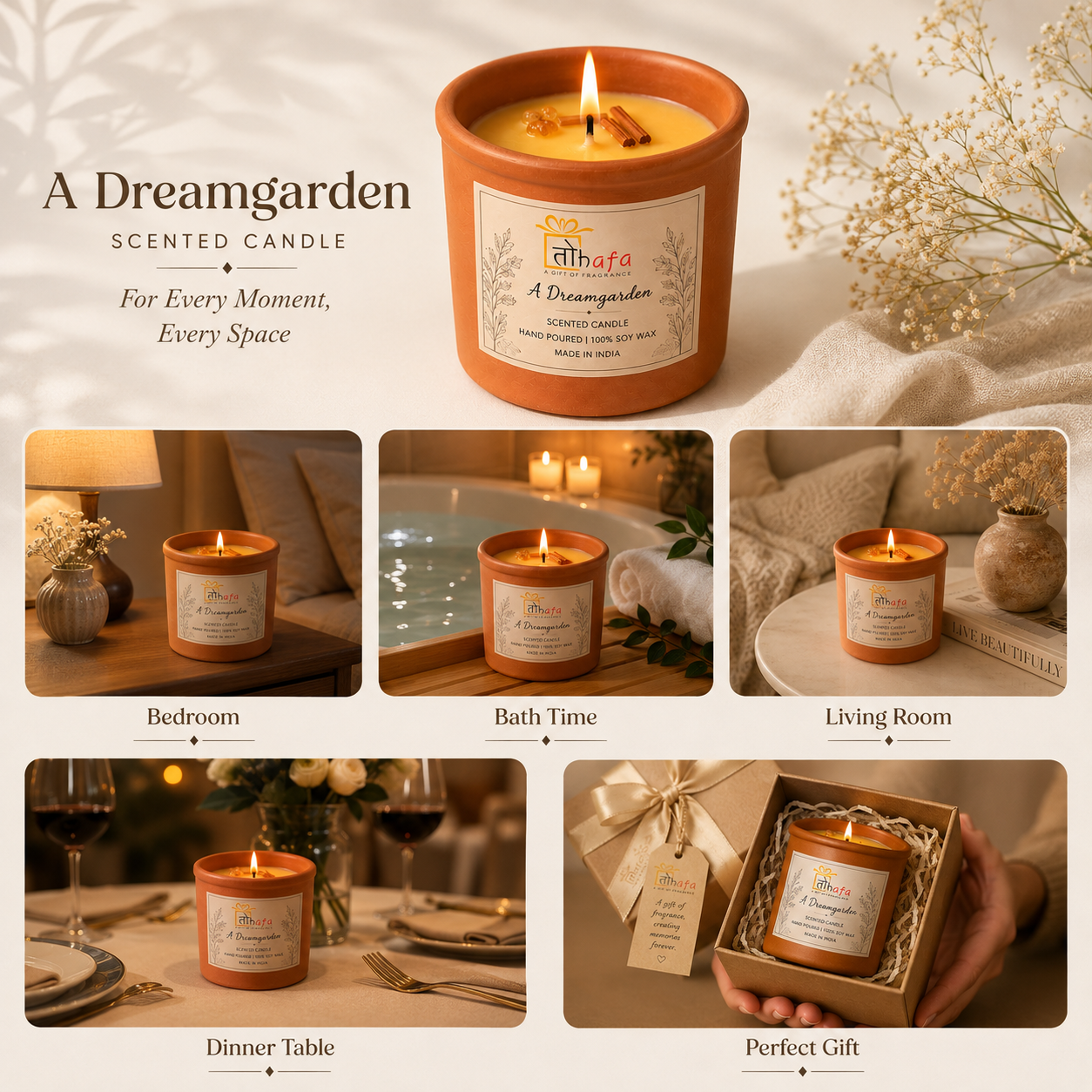 Handcrafted Terracotta Jar Scented Soy Wax Candle