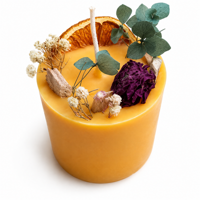 Botanical Dried Flower Pillar Candle