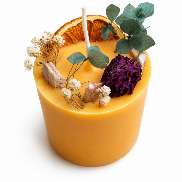 Botanical Dried Flower Pillar Candle