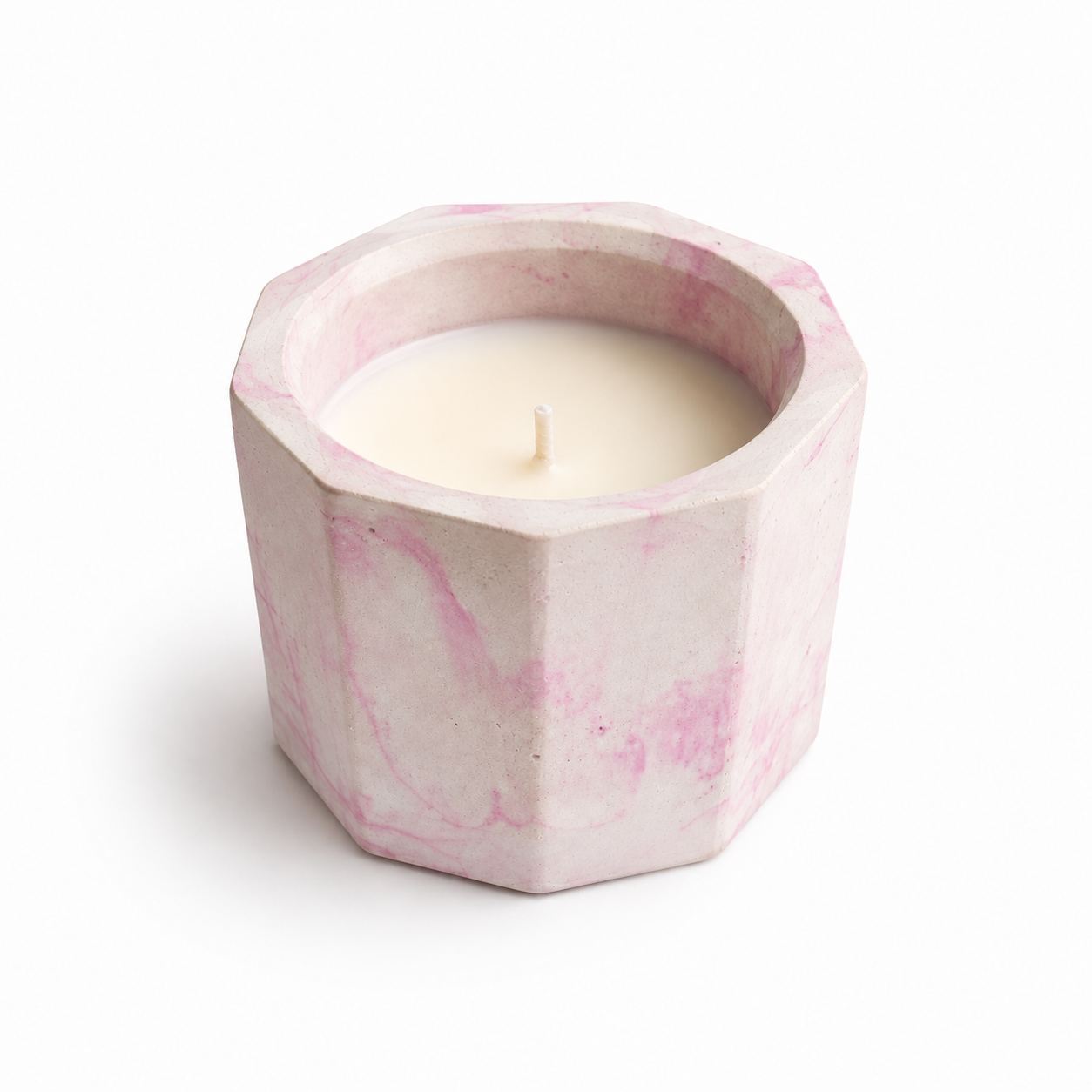 Tohafa Pink Marble Hexagon Concrete Candle