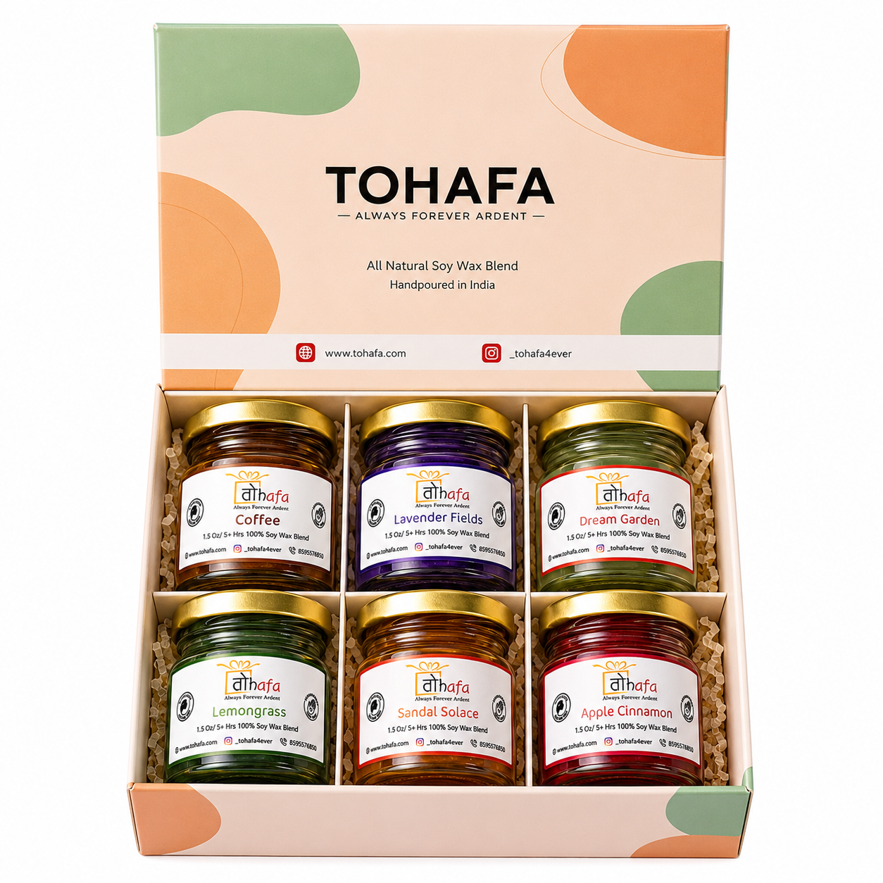 TOHAFA Soy Wax Jar Candle Gift Set Pack of 6