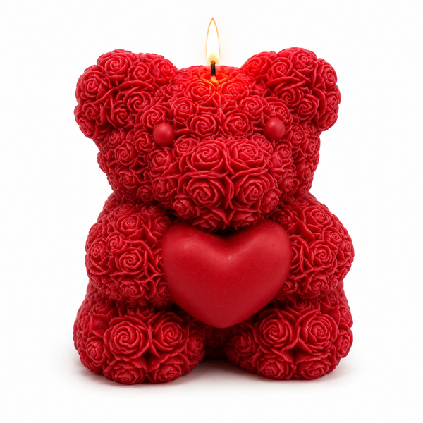 Rose Teddy Bear Mold Candle