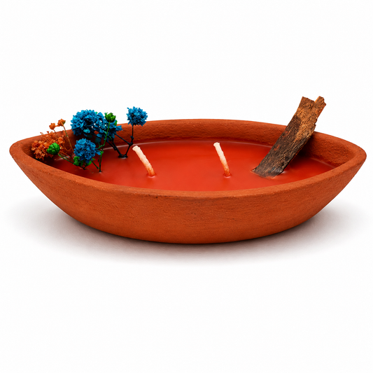 TOHAFA Apple Cinnamon Fragrance Terracotta Boat Candle