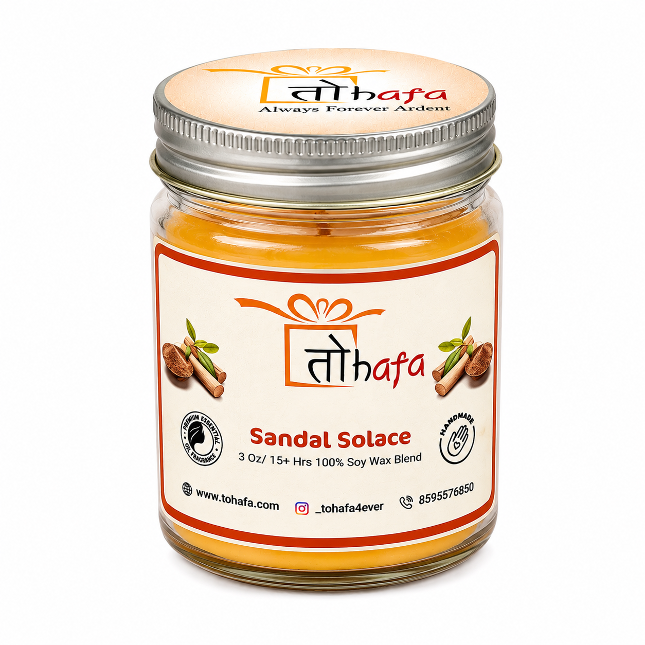 TOHAFA Sandal Solace Fragrance Soy Wax Jar Candle