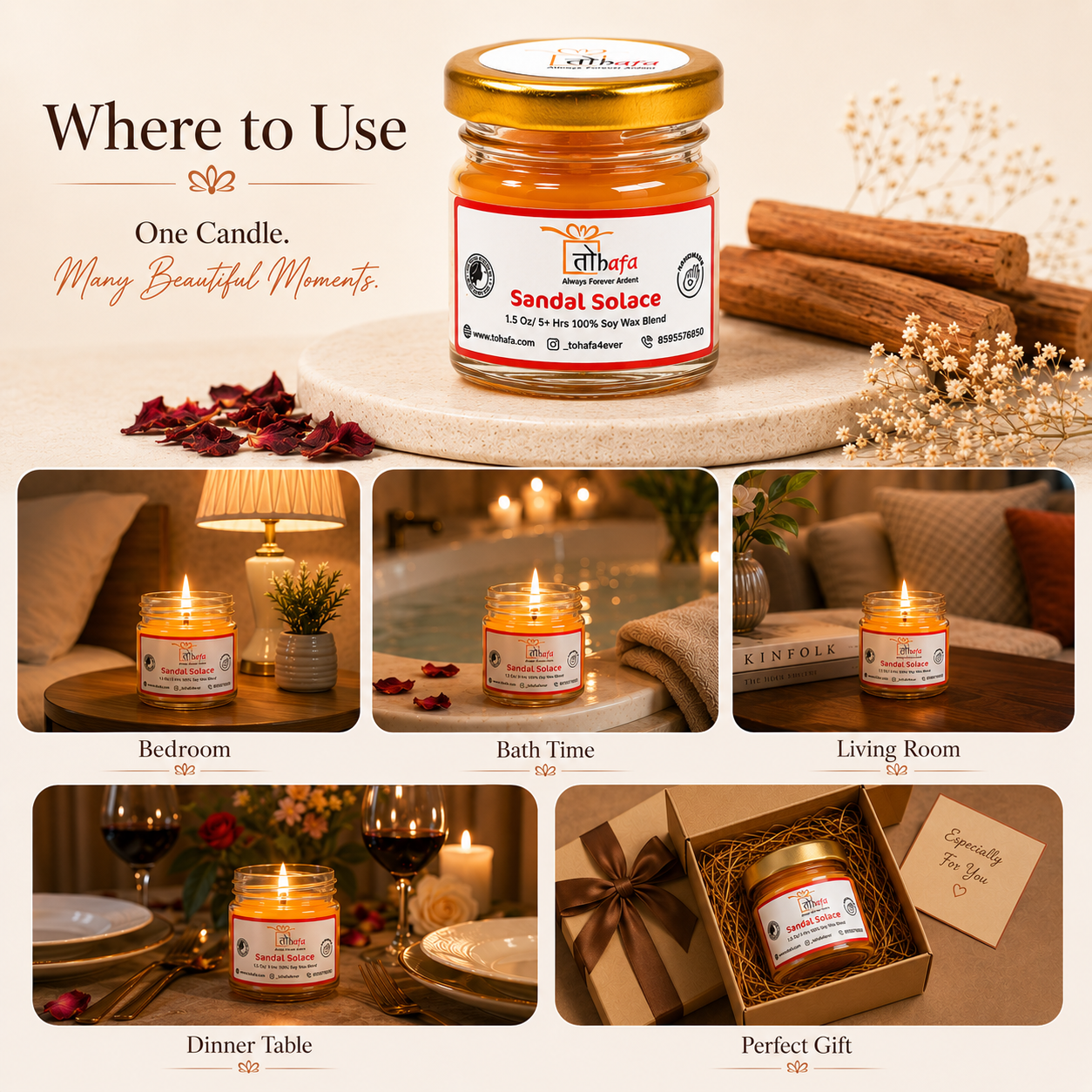 TOHAFA Soy Wax Jar Candle Gift Set Pack of 6