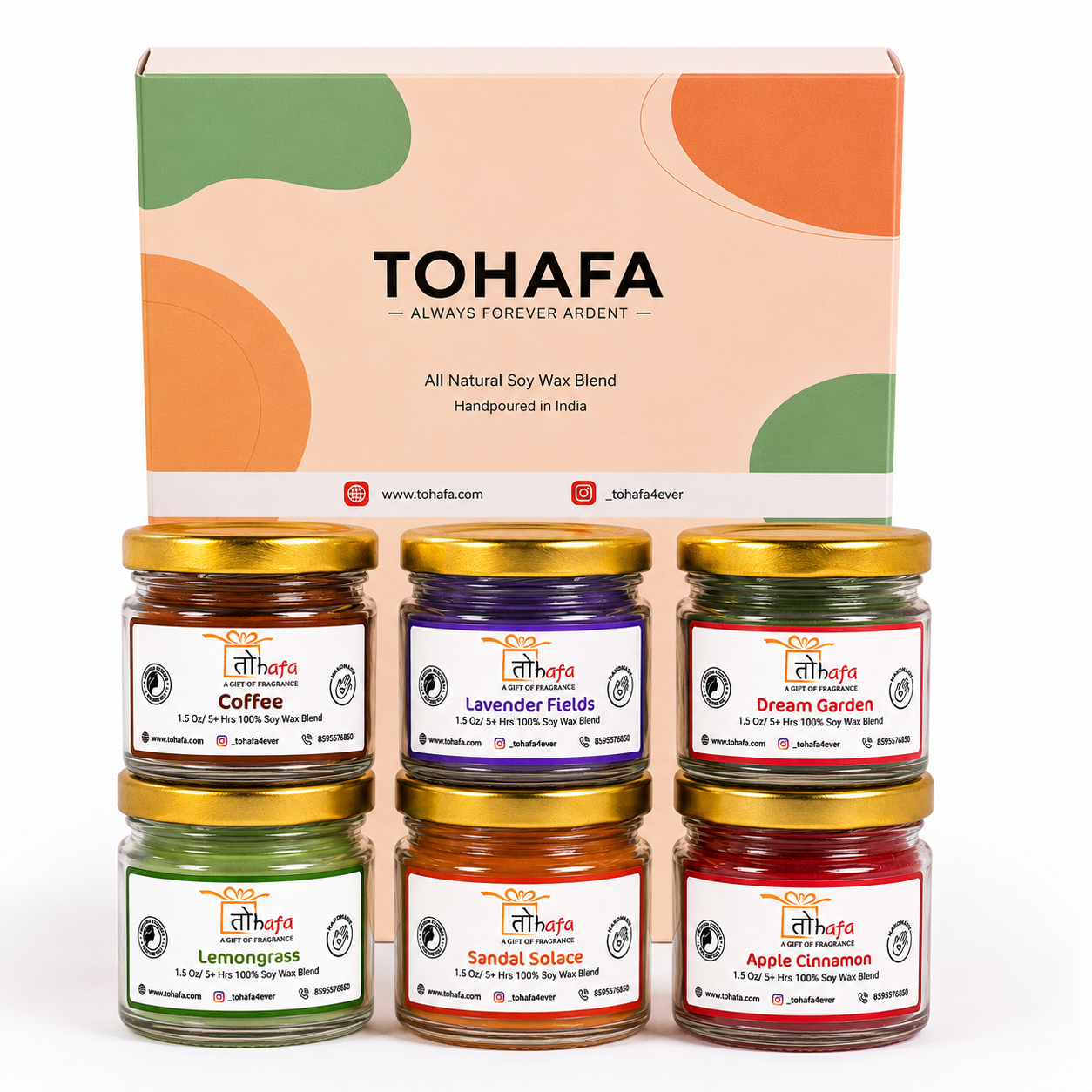 TOHAFA Soy Wax Jar Candle Gift Set Pack of 6