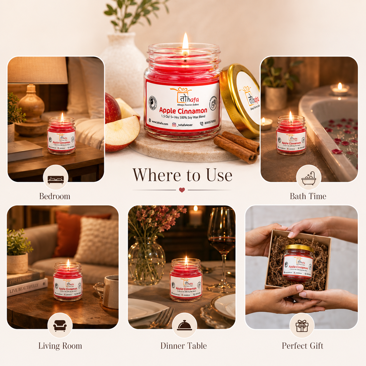 TOHAFA Soy Wax Jar Candle Gift Set Pack of 6