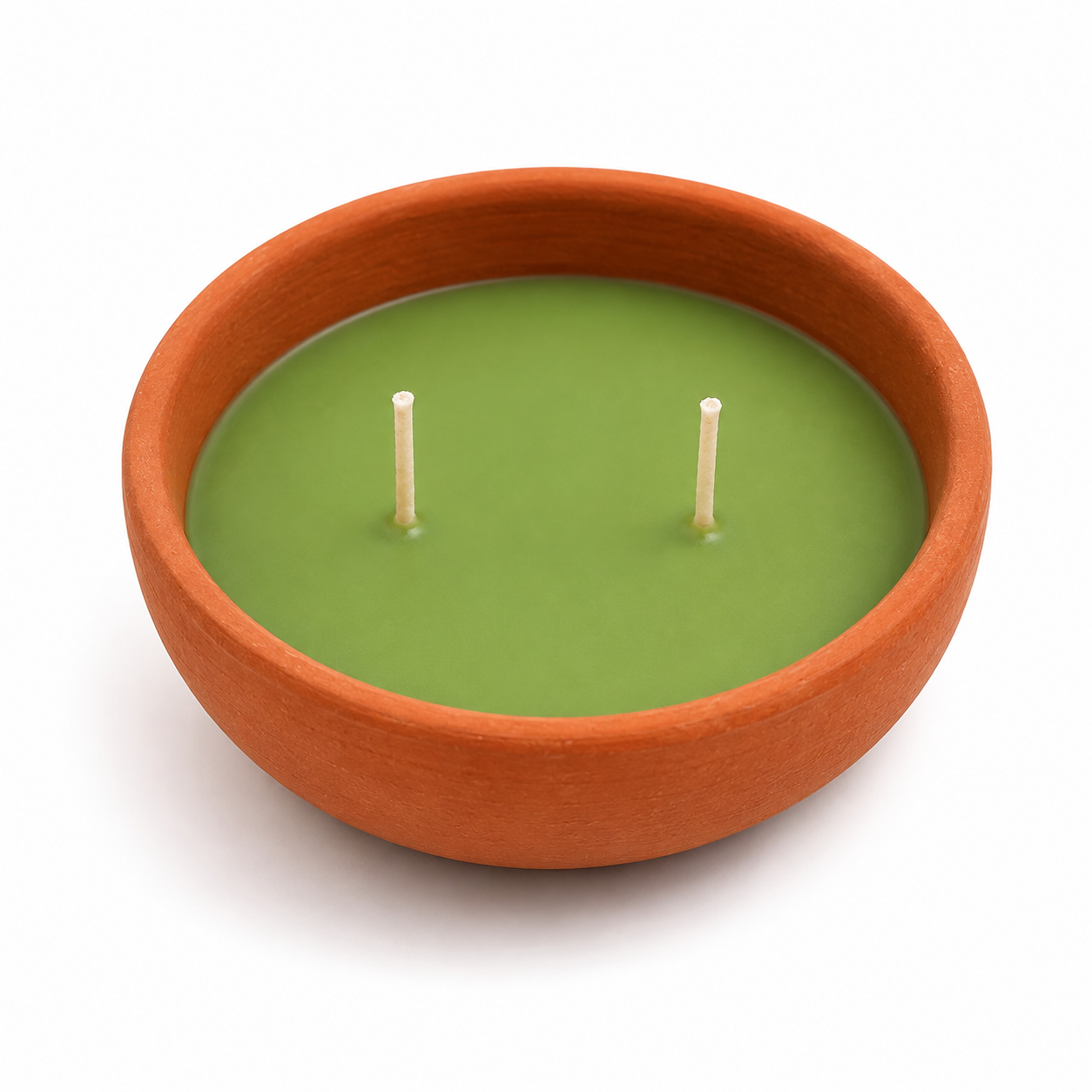 Tohafa Double Wick Terracotta Bowl Candle
