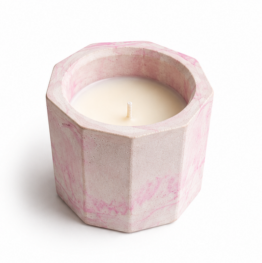 Tohafa Pink Marble Hexagon Concrete Candle