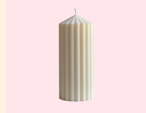Tohafa Ribbed Pillar Large Scented Candle