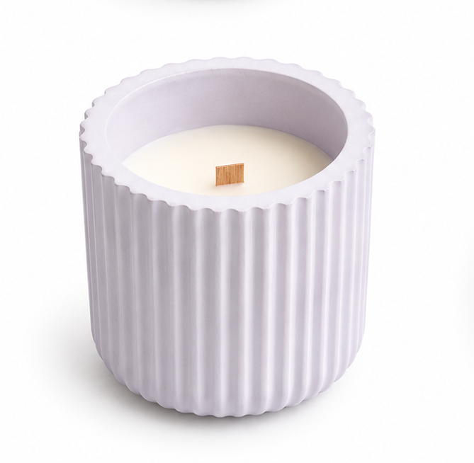 Tohafa Ribbed Fluted Concrete Candle