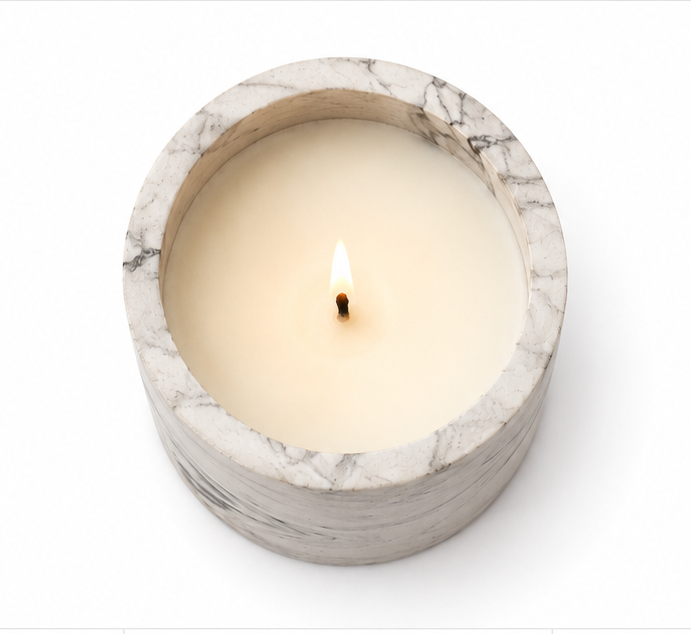 Tohafa Marble Finish Concrete Candle