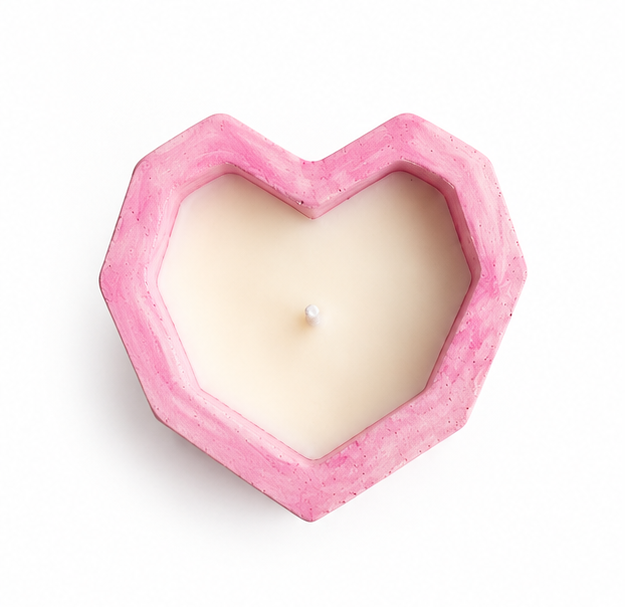 Tohafa Heart Shaped Concrete Candle