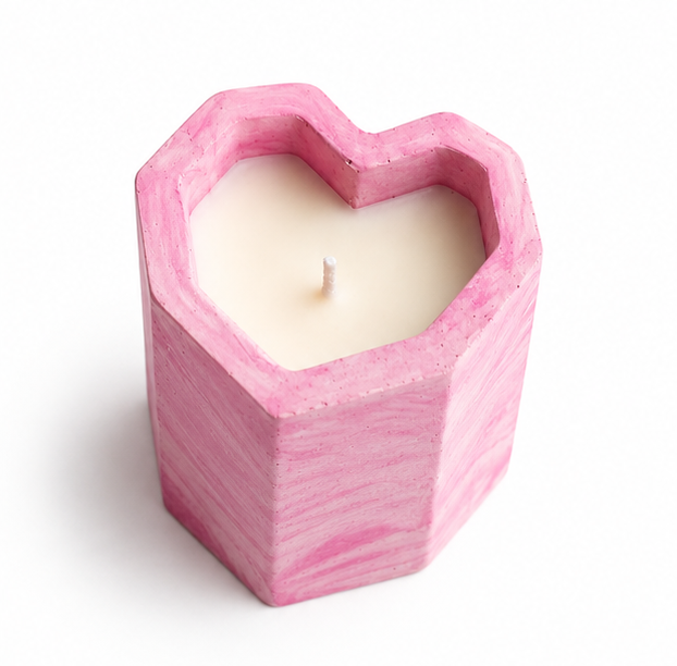 Tohafa Heart Shaped Concrete Candle
