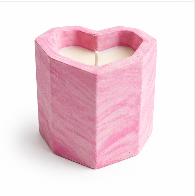 Tohafa Heart Shaped Concrete Candle