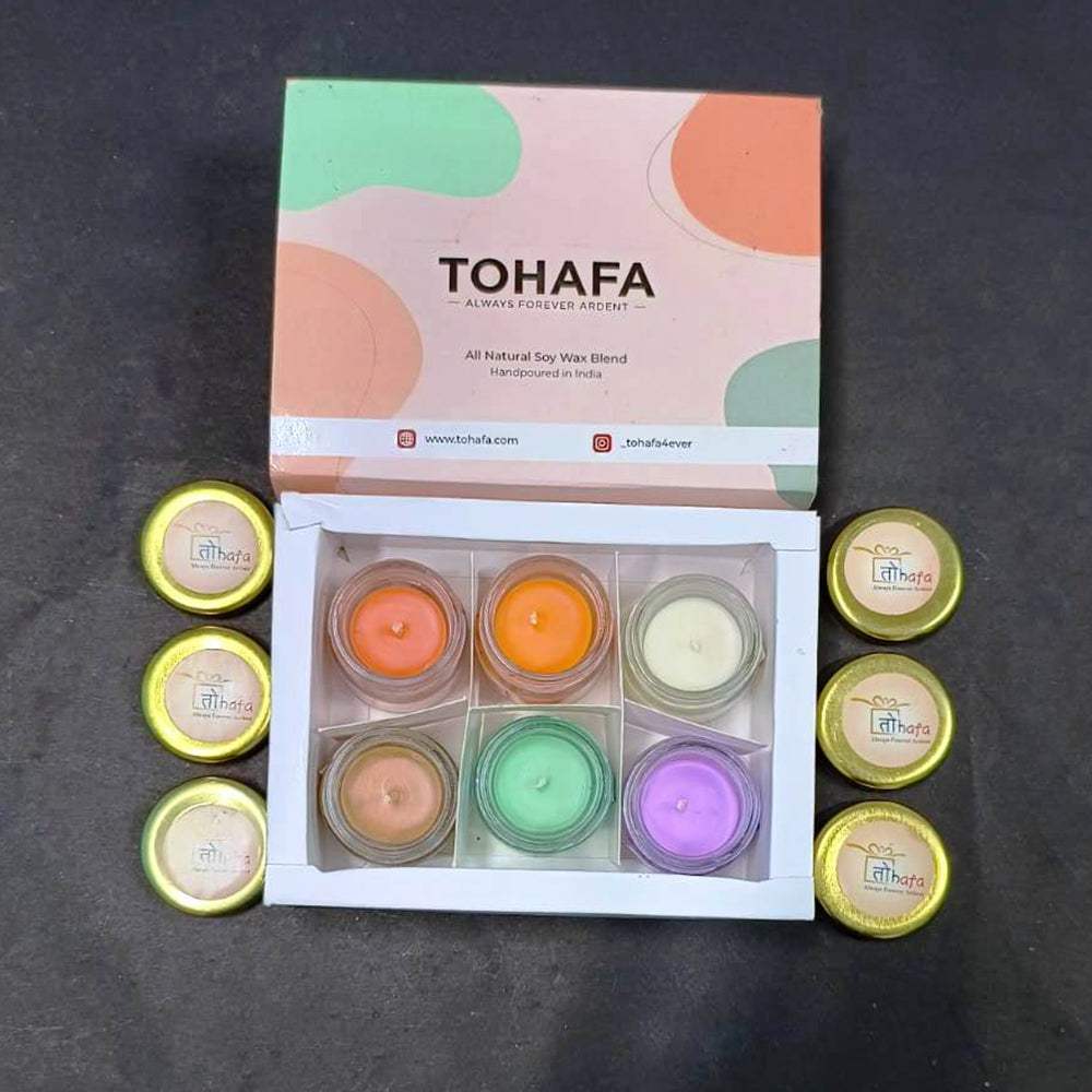 Tohafa Scent Magix – Combo of 6 Premium Scented Candles | Natural Soy Wax